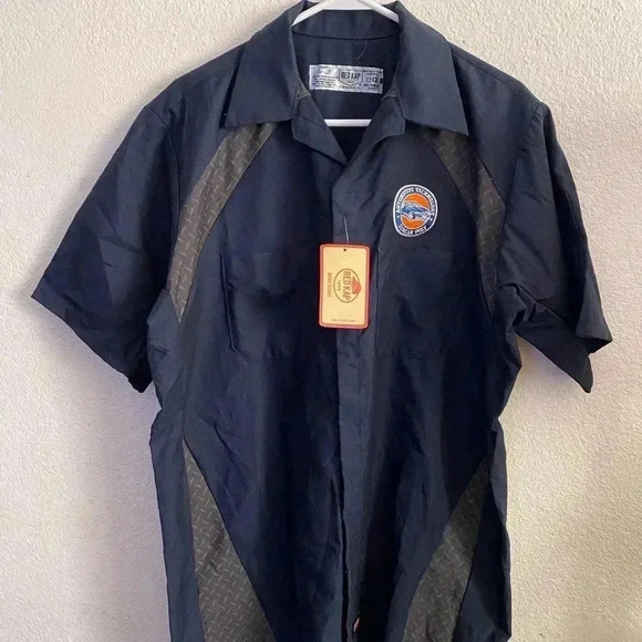 💥🆕Red Kap Navy Short Sleeve Shop Shirt L🆕 - Picture 2 of 13
